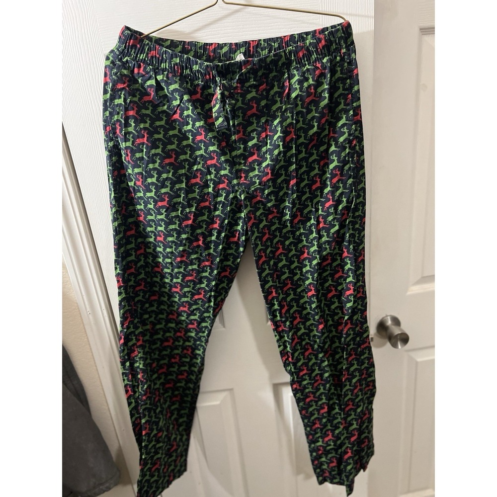 Gap Red Green Deer Buck Lounge Pants Size Large 36 37 Side Pockets Elastic Waist
